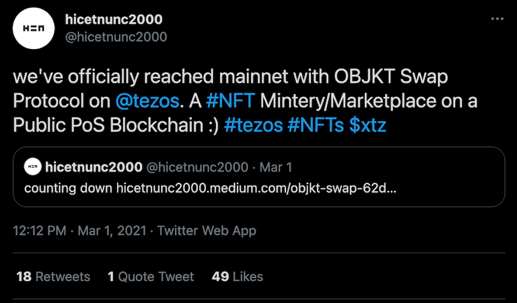 Hicetnunc.xyz and NFTs on the Tezos Blockchain ~ What's New April 2021  Update